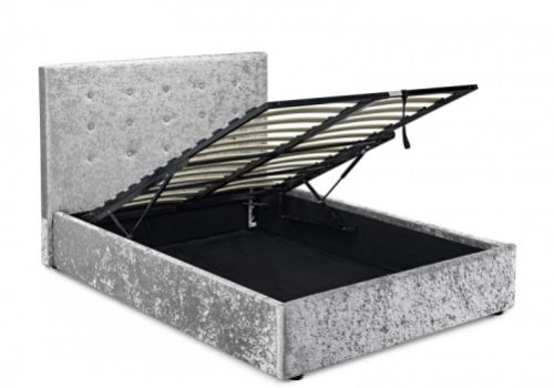 LPD Rimini 4ft6 Double Silver Velvet Fabric Ottoman Bed Frame