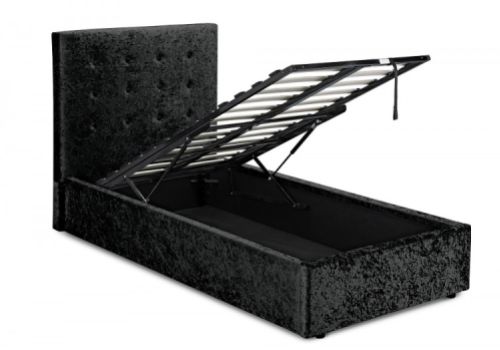 LPD Rimini 3ft Single Black Velvet Fabric Ottoman Bed Frame