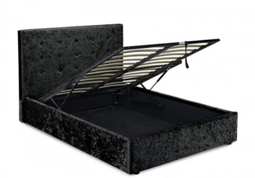 LPD Rimini 5ft Kingsize Black Velvet Fabric Ottoman Bed Frame