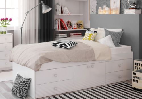 Kidsaw Arctic 3ft Single White Wooden Multi Drawer Bed Frame