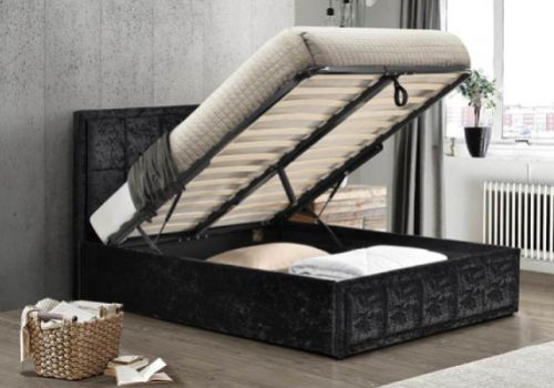 Birlea Hannover 5ft Kingsize Black Crushed Velvet Fabric Ottoman Bed