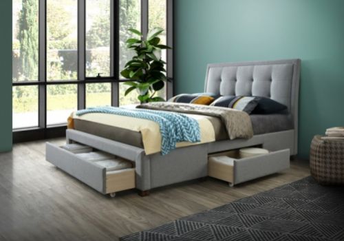 Birlea Shelby 4ft6 Double Grey Fabric Bed Frame With Drawers