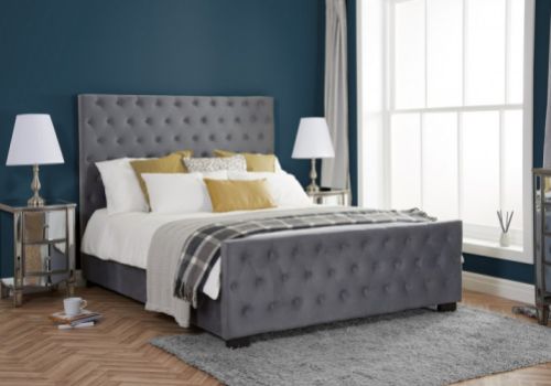 Birlea Marquis 5ft Kingsize Grey Velvet Fabric Bed Frame