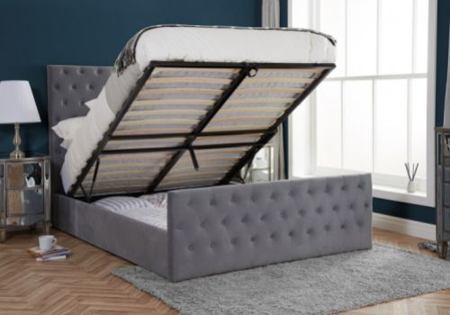 Birlea Marquis 5ft Kingsize Grey Velvet Fabric Ottoman Bed Frame