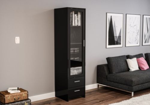 Birlea Edgeware Glass Door Cabinet In Black