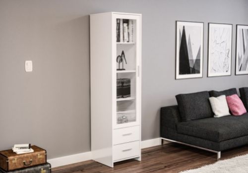 Birlea Edgeware Glass Door Cabinet In White