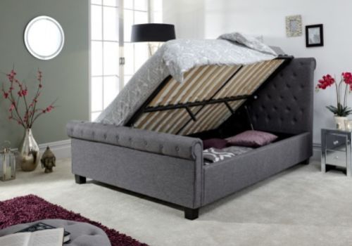 GFW Layla 5ft Kingsize Charcoal Grey Fabric Ottoman Bed Frame