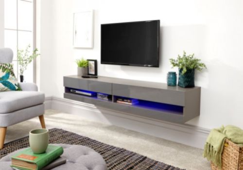 GFW Galicia Grey Gloss LED TV Unit 180cm