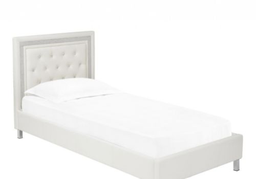 LPD Crystalle 3ft Single White Faux Leather Bed Frame
