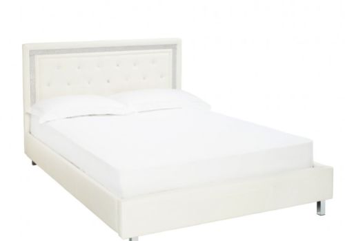 LPD Crystalle 4ft6 Double White Faux Leather Bed Frame