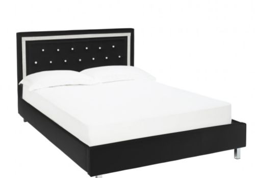 LPD Crystalle 4ft6 Double Black Faux Leather Bed Frame