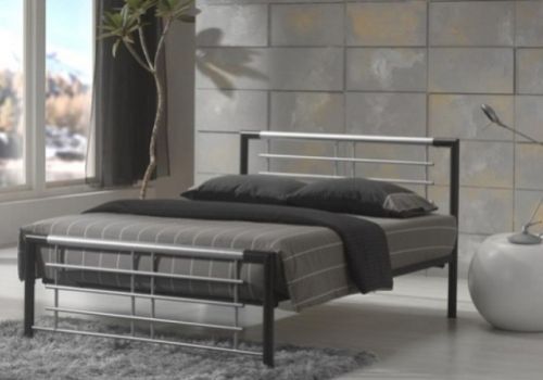 Metal Beds Atlanta 4ft6 Double Silver and Black Metal Bed Frame