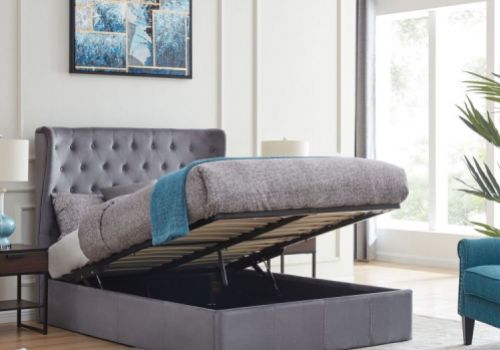 Flintshire Holway 4ft6 Double Grey Fabric Ottoman Bed