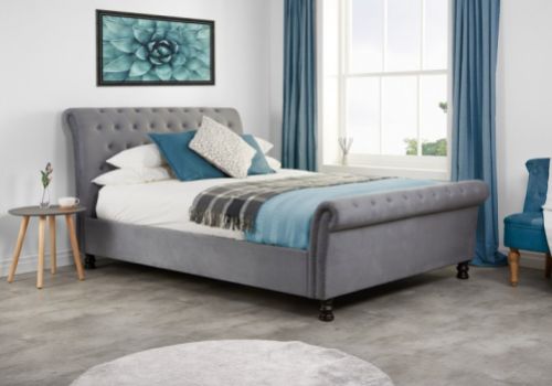 Birlea Opulence 4ft6 Double Grey Velvet Fabric Bed Frame