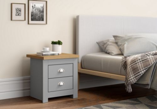 Birlea Winchester 2 Drawer Bedside In Grey And Oak