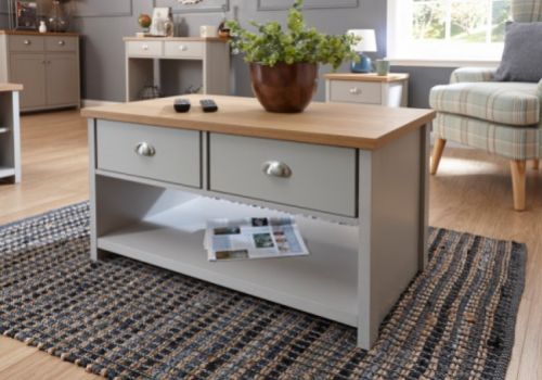 GFW Lancaster 2 Drawer Coffee Table in Grey