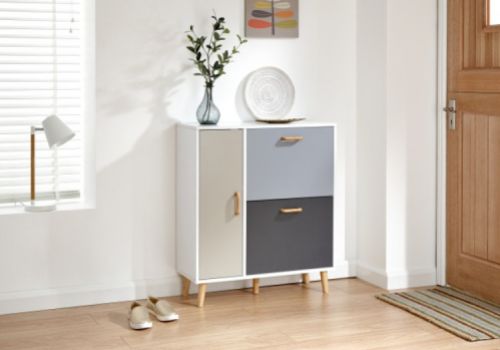 GFW Delta Shoe Cabinet in White and Grey