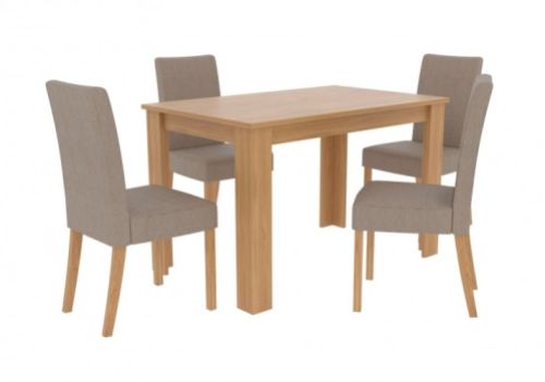 LPD Atlanta Oak Finish Dining Table With 4 Anna Beige Chairs