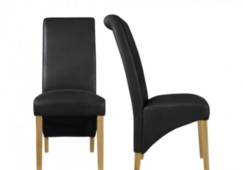 LPD Treviso Pair Of Black Faux Leather Dining Chairs