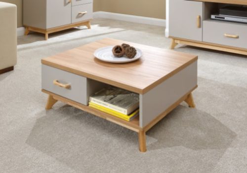 GFW Nordica 2 Drawer Coffee Table in Oak and Grey