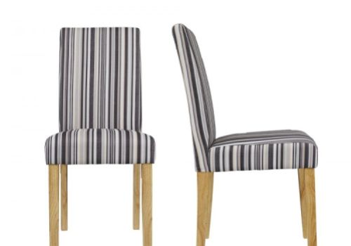 LPD Lorenzo Pair Of Striped Fabric Dining Chairs