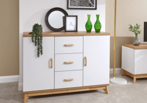 GFW Nordica Large Sideboard in Oak and White