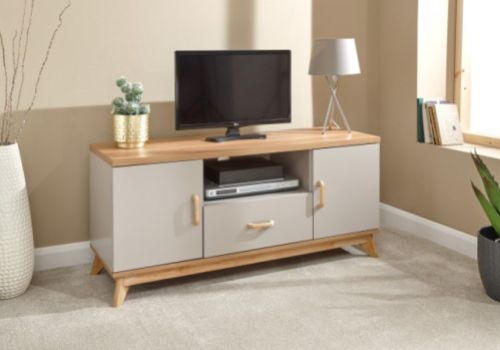 GFW Nordica Large TV Unit in Oak and Grey