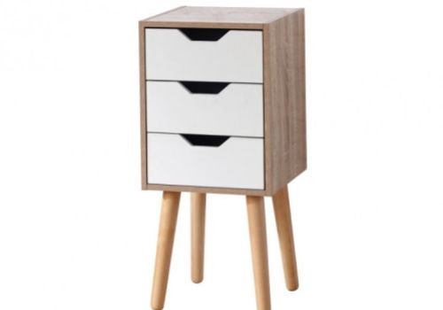 GFW Stockholm 3 Drawer Slim Chest White Oak Effect