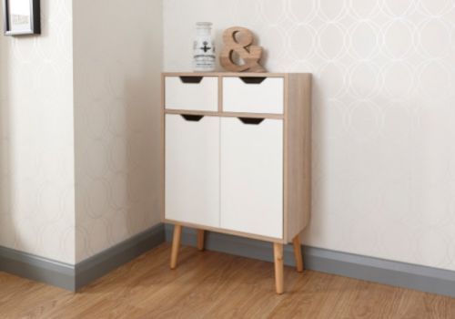 GFW Stockholm 2 Door 2 Drawer Cabinet in White Oak Effect