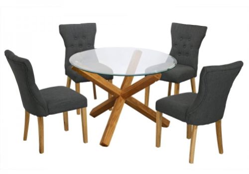 LPD Oporto Medium Size Dining Table Set With 4 Naples Grey Chairs