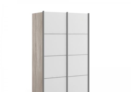 FTG Verona Truffle Oak And White Sliding Door Wardrobe (120cm 5 x Shelf)