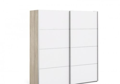 FTG Verona Oak And White Sliding Door Wardrobe (180cm 2 x Shelf)