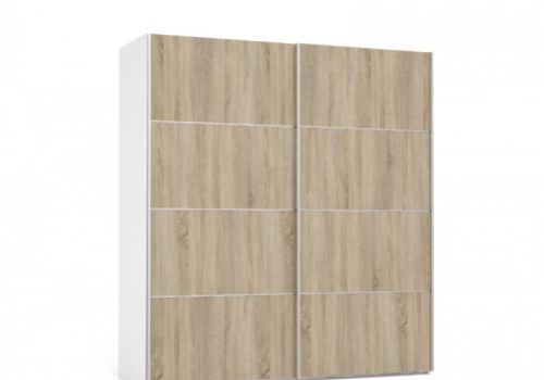 FTG Verona White And Oak Finish Sliding Door Wardrobe (180cm 2 x Shelf)