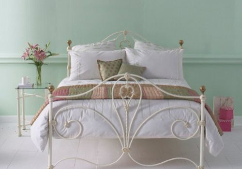 OBC Melrose 4ft 6 Double Glossy Ivory Metal Headboard