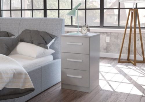 Birlea Lynx Grey Gloss 3 Drawer Bedside