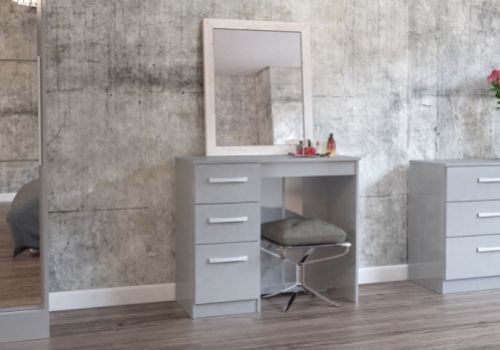 Birlea Lynx Grey 3 Drawer Single Pedestal Dressing Table