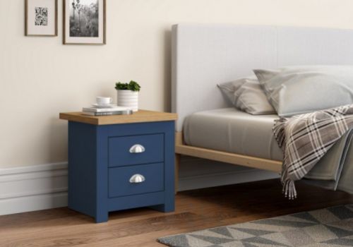 Birlea Winchester 2 Drawer Bedside In Navy Blue And Oak