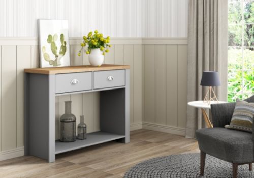 Birlea Winchester 2 Drawer Console Table In Grey And Oak