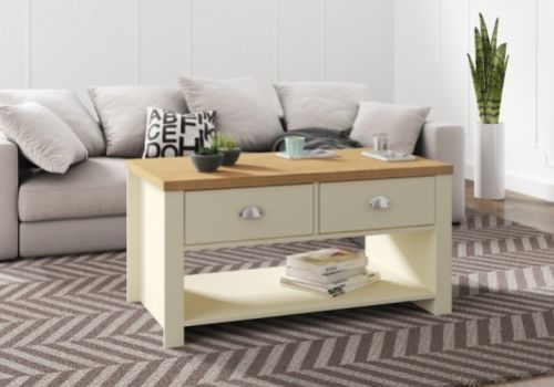 Birlea Winchester 2 Drawer Coffee Table In Cream And Oak