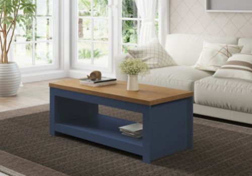 Birlea Winchester Coffee Table In Navy Blue And Oak