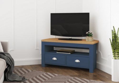 Birlea Winchester Corner TV Unit In Navy Blue And Oak