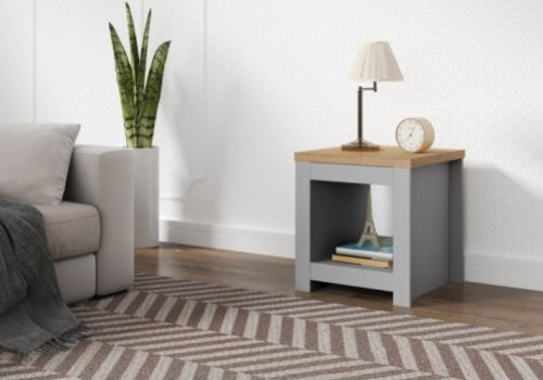 Birlea Winchester Lamp Table In Grey And Oak