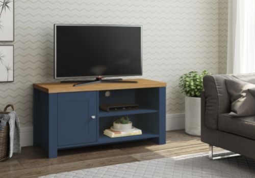 Birlea Winchester Small TV Unit In Navy Blue And Oak