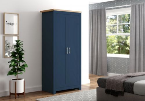 Birlea Winchester 2 Door Wardrobe In Navy Blue And Oak