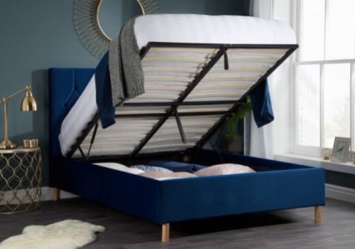 Birlea Loxley 4ft Small Double Blue Fabric Ottoman Bed Frame