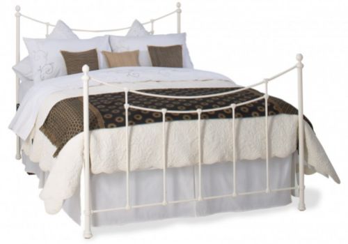 OBC Winchester 4ft Small Double Glossy Ivory Metal Headboard