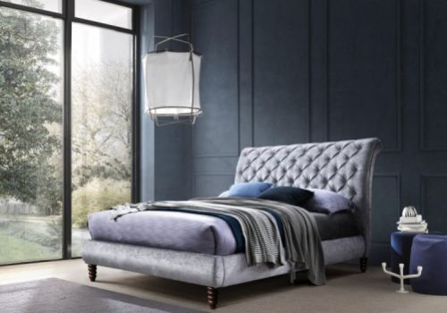 Time Living Venice 5ft Kingsize Grey Velvet Fabric Bed Frame