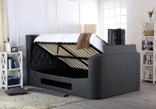 Emporia Avebury 5ft Kingsize Grey Fabric Ottoman TV Bed