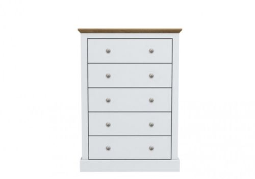 LPD Devon White Finish 5 Drawer Chest