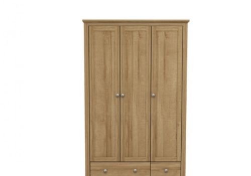 LPD Devon Oak Finish 3 Door 2 Drawer Wardrobe